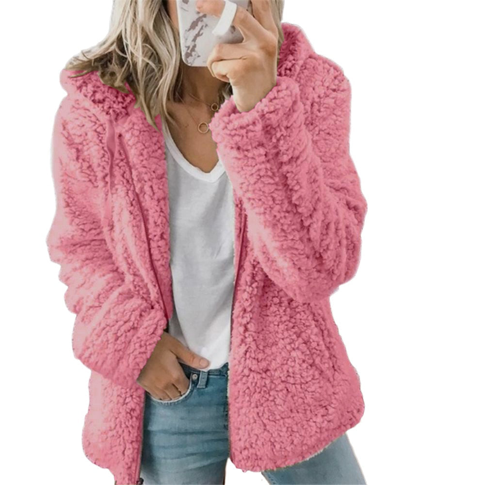 Street-Wave Cozy Teddy Jacket For Women Plush Faux Fur Coat Warm Everyday Essential