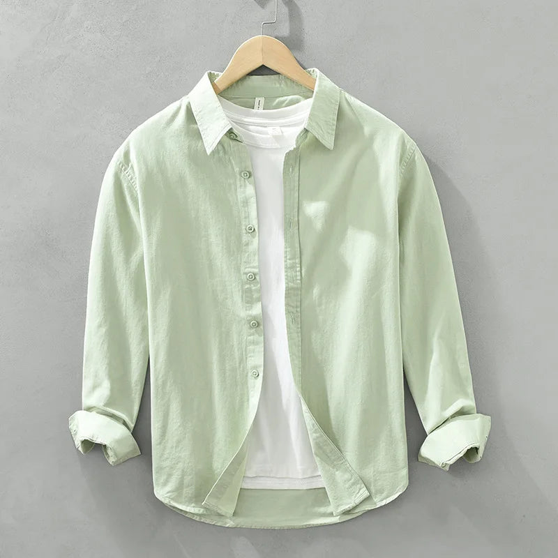 Street Wave Cotton Long Sleeve Shirt For Men Versatile