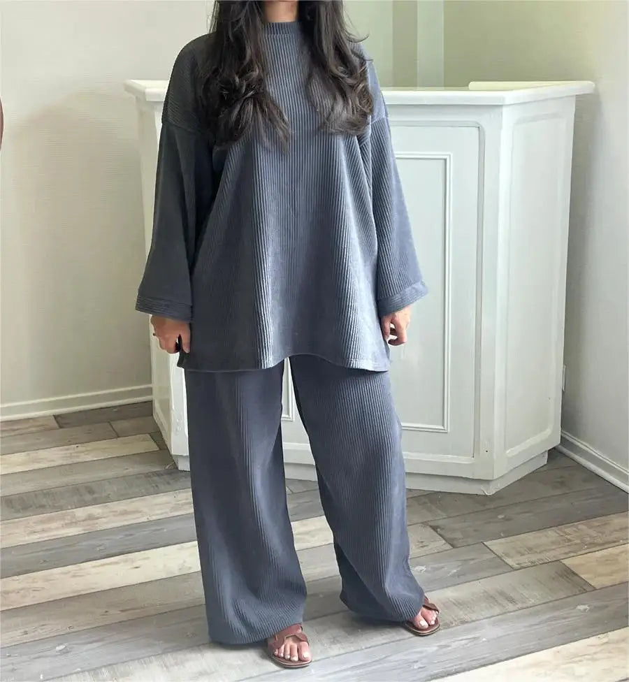 Streetwave Corduroy Two Piece Set For Women Cozy Warmth And Effortless Chic For Autumn Winter