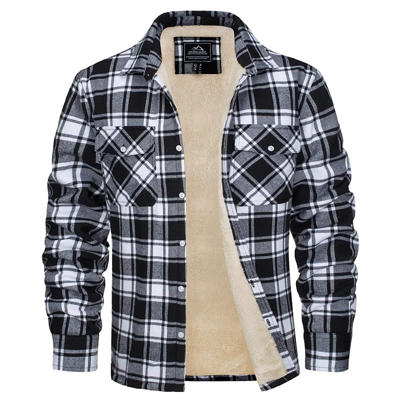 Jerome Fusion Flannel Jacket For Men Warm Cozy Plaid With Two Chest Pockets Inner Pocket And Button Cuffs
