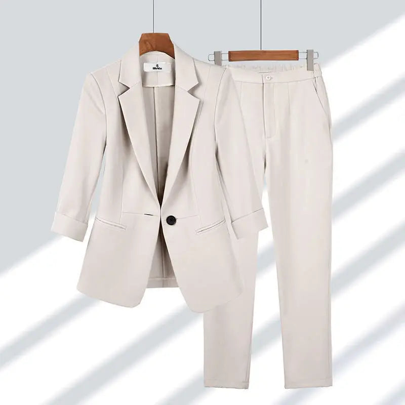 Street-wave Premium Women's Two-Piece Suit With Jacket And Pants Elegant Tailored Fit For Professionals