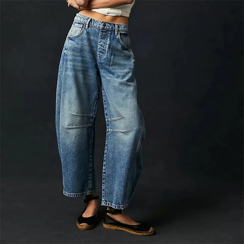 Street-Wave Boho Baggy Wide Leg Jeans - Breathable Stretch Denim With Airy Flow All Day Comfort