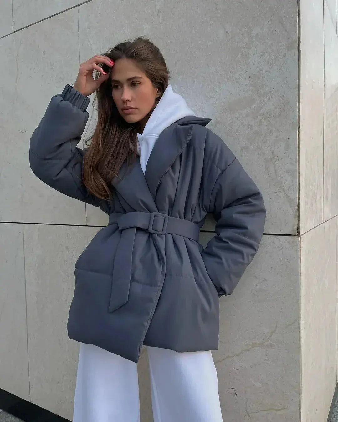 Streetwave Sanna Belted Puffer Jacket For Women Warm Cozy Winter Outerwear With Belt