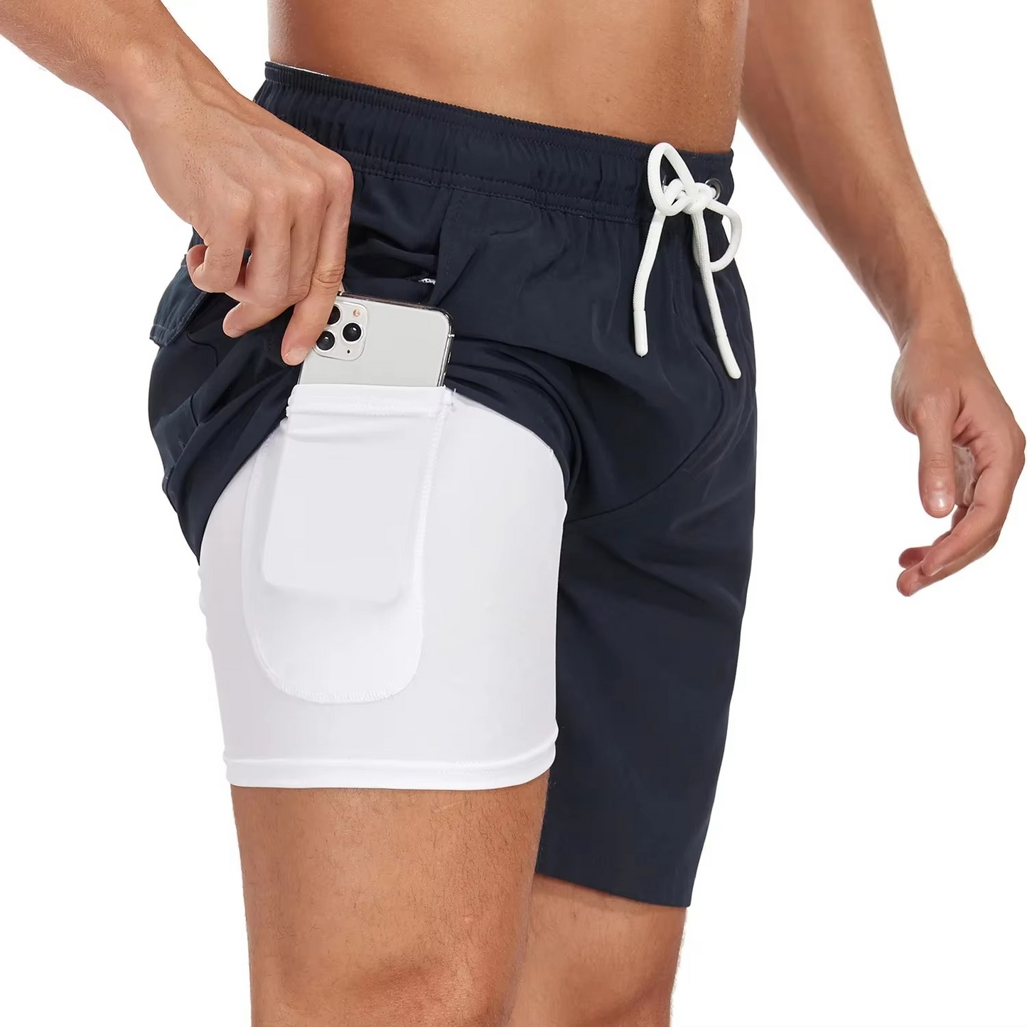 Street-Wave Men's Gradient Beach Shorts Lightweight Milk Silk Fabric for Summer Vacation with Built In Phone Pocket