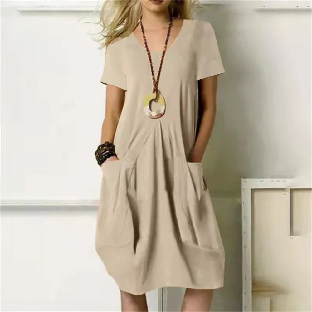Sharon Womens Summer Dress Street Wave Breezy Cotton Linen