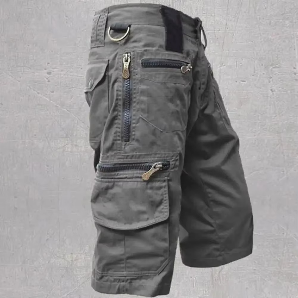 Street-Wave Mens Tactical Cargo Shorts With Multi Pockets Military Style Straight Fit For Summer