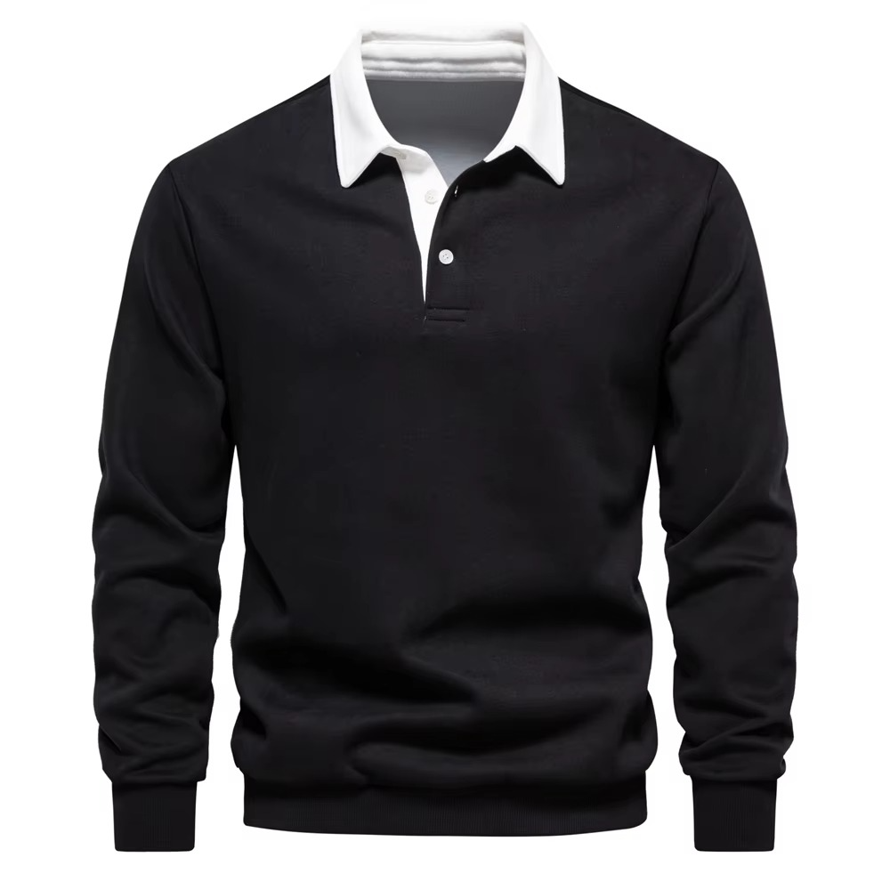 Autumn Polo Neck Cotton Sweatshirt For Men Versatile Casual And Social Wear Soft Comfort For Work And Weekend