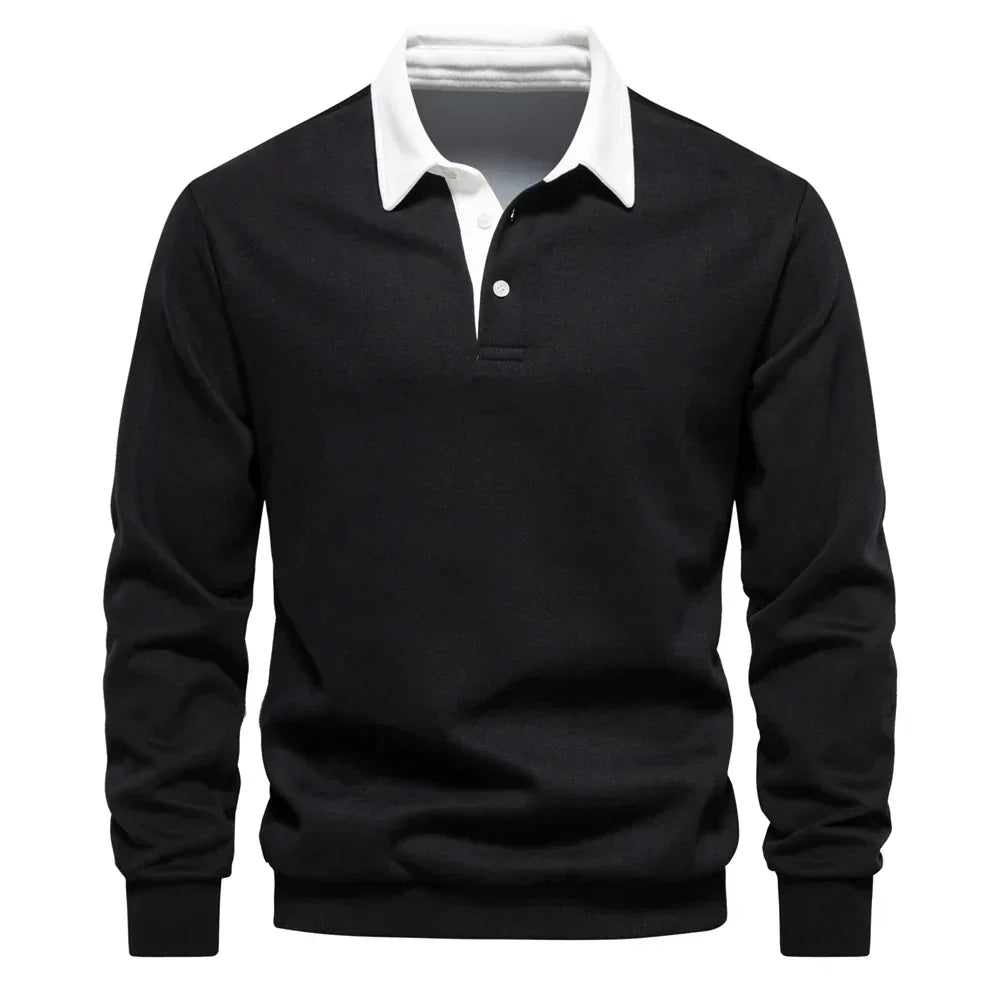 Street-wave Classic Long Sleeve Polo For Everyday Comfort And Timeless Style Men