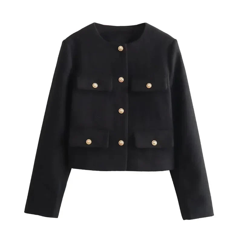 Street Wave Gabriella Womens Cropped Blazer Jacket Tailored Office Versatile
