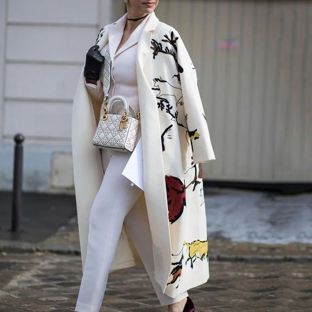 Street-wave Oversized Coat for Women, Color Block Design, Versatile Chic Comfort