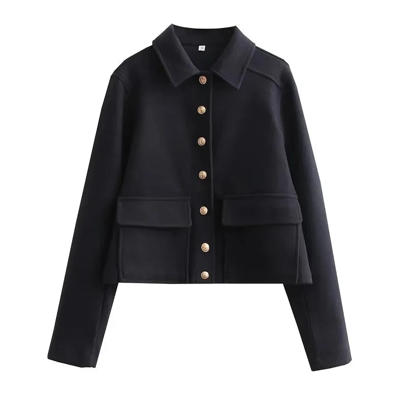 Street Wave Isabel Womens Chic Button Front Cropped Jacket