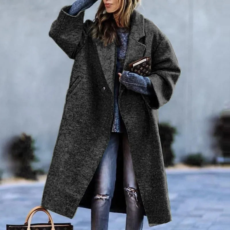 Street-wave Oversized Coat for Women, Color Block Design, Versatile Chic Comfort