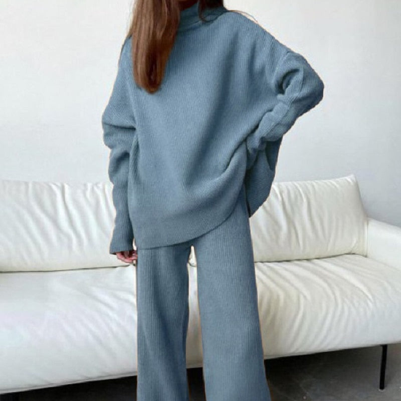 Two-Piece Autumn Winter Homewear Set For Women By Street-wave Cozy Soft Knit Comfort