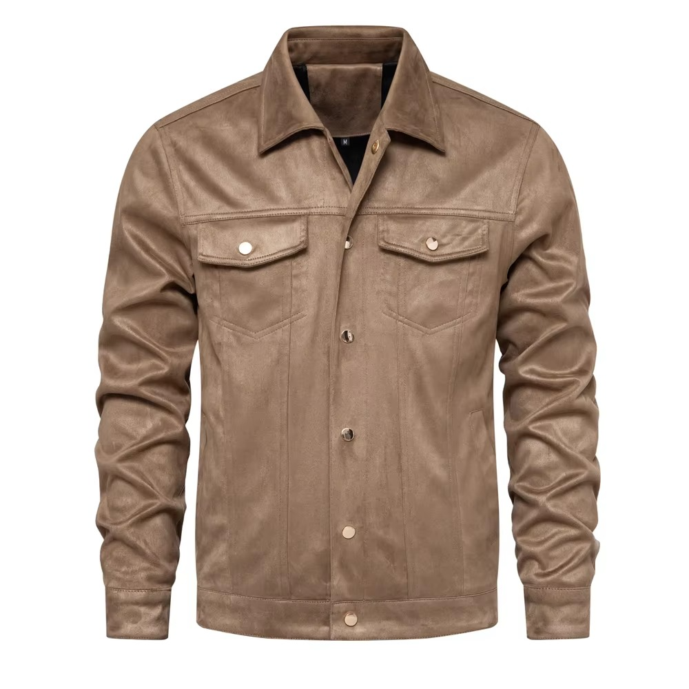 Street-Wave Mens Luxury Suede Leather Jacket With Classic Turn Down Collar For Winter Warmth And Style