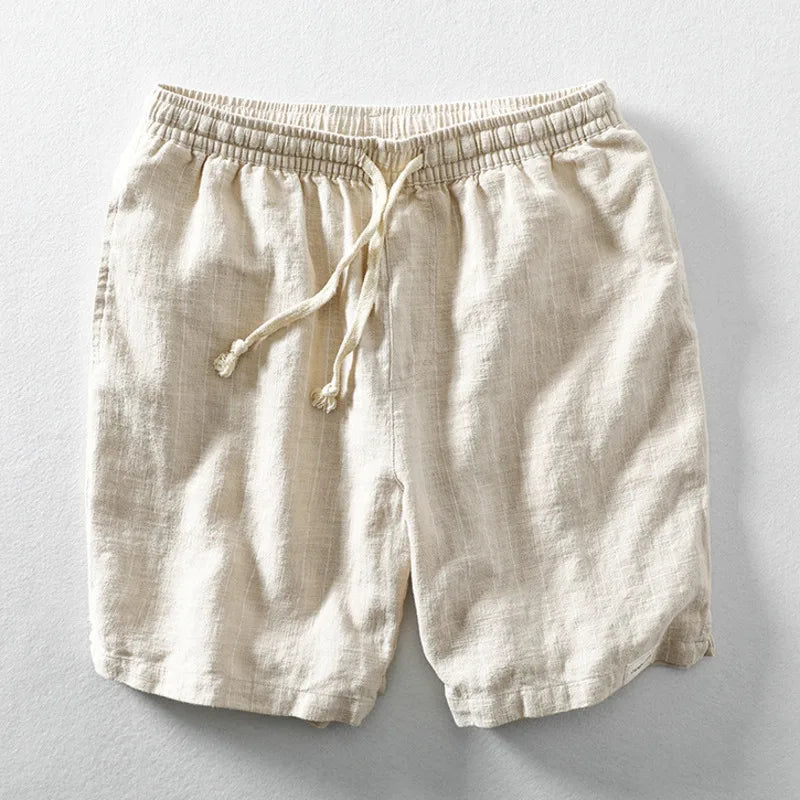 Barcelona Cotton Linen Shorts for Men Breathable Summer Wear with Adjustable Drawstring Waist