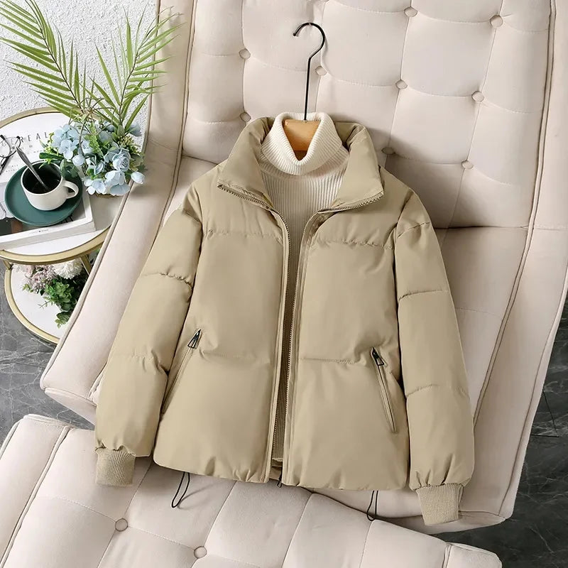 Streetwave Winter Puffer Coat With Stand Collar For Women Cozy Warmth And Everyday Style