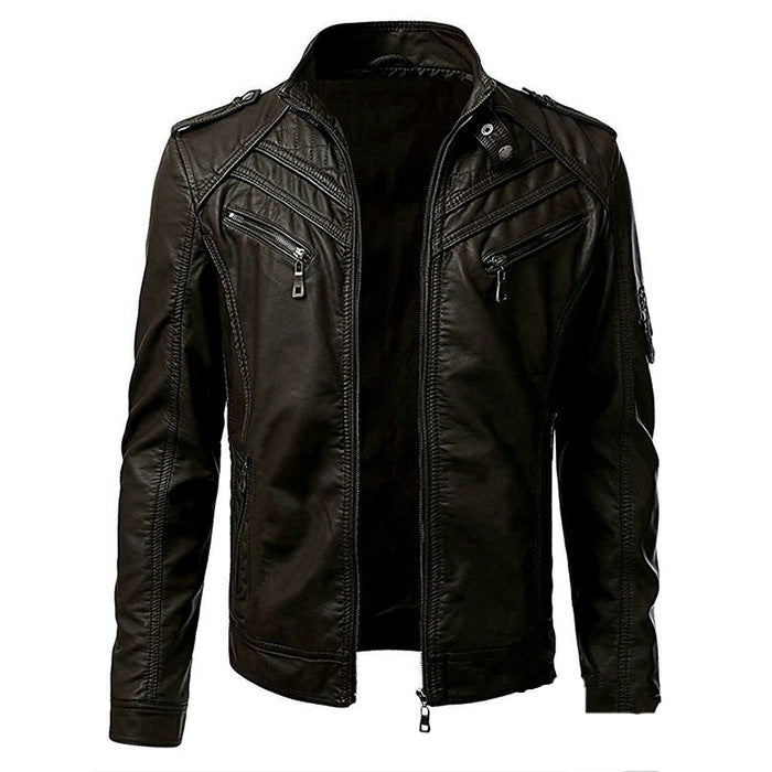 Street-Wave Leather Jacket for Men Premium Quilted Shoulder Panel Warmth and Comfort