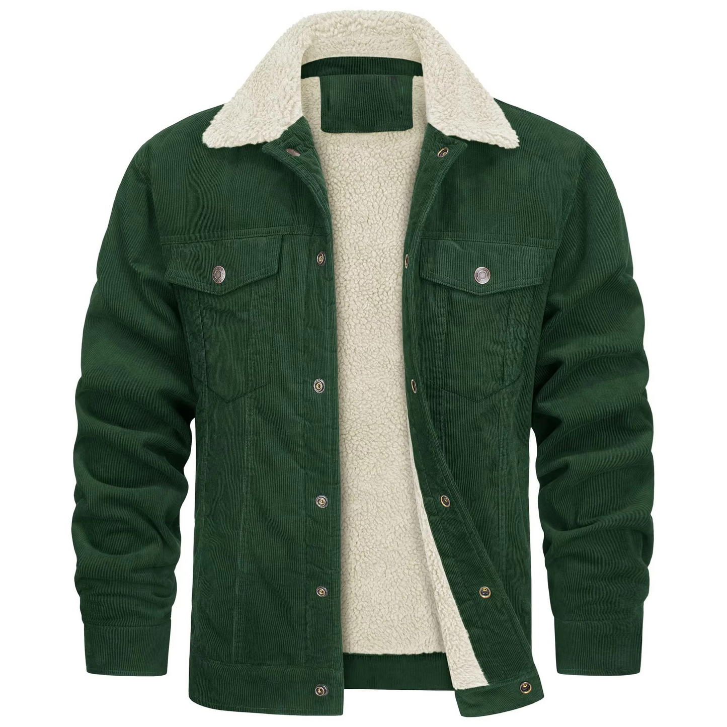 Street-Wave Men's Navy Corduroy Fleece Lined Winter Jacket With Warm Lining And Casual Utility Style