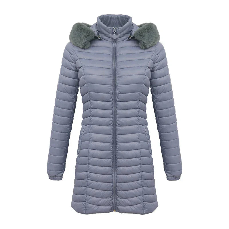 Street Wave Slim Fit Winter Puffer Jacket With Fur Hood For Women Stylish Warmth