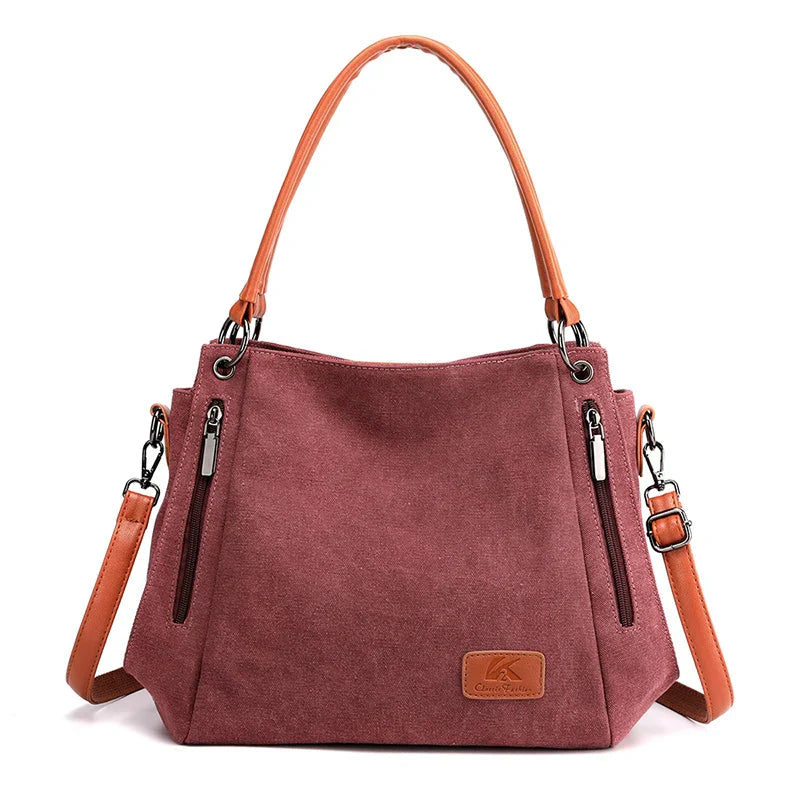 Street-Wave Veyora Luxe Canvas Tote Bag - Premium Canvas Construction Spacious Interior Zipper Closure For Versatile Carry
