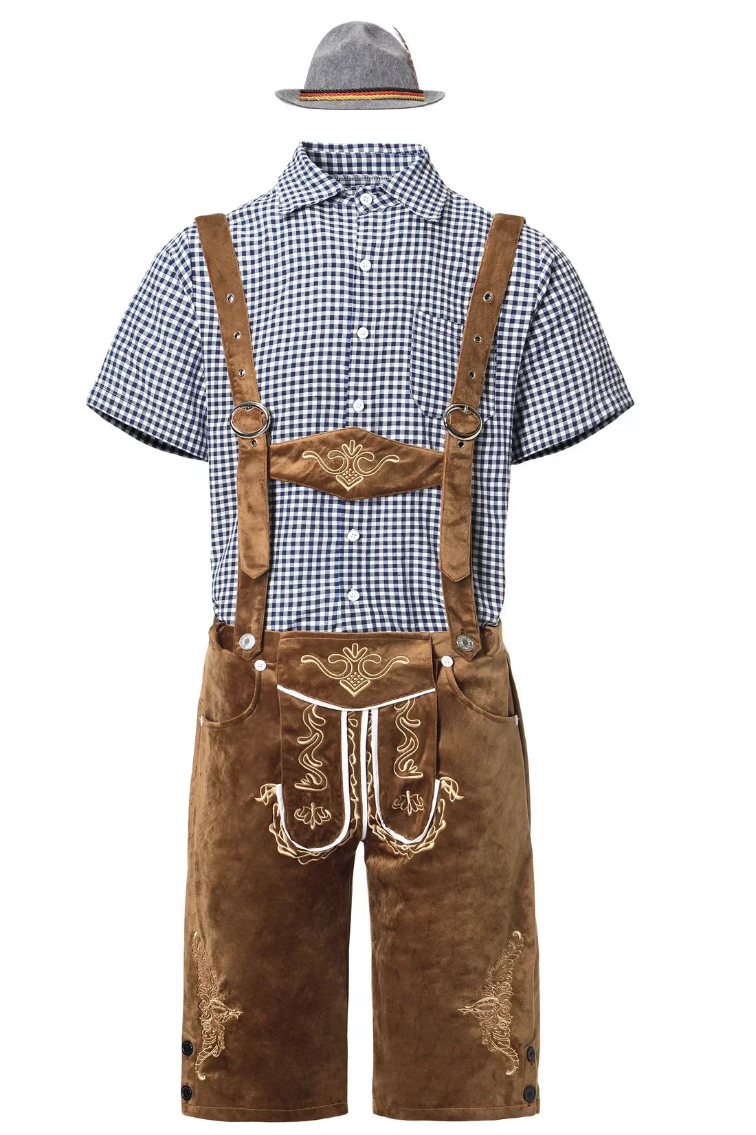 Street Wave Mens Faux Suede Lederhosen Traditional Fit With Adjustable Suspenders