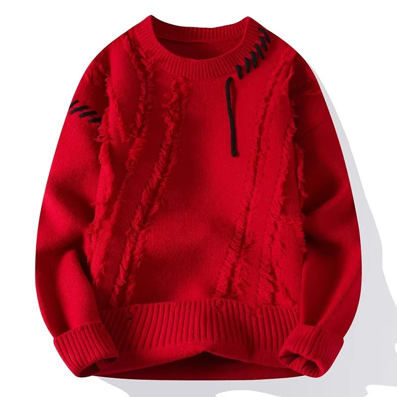2025 Mens Streetwear Ripped Knit Sweater Hip Hop Pullover Warm For Winter And Autumn