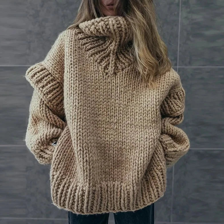 Street-wave Oversized Turtleneck Sweater For Women Cozy Chunky Knit Extra Warmth