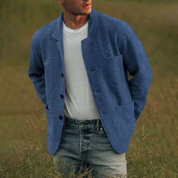 Street-wave Mens Knit Cardigan With Lapel For Fashion Forward Men Versatile Modern Blazer