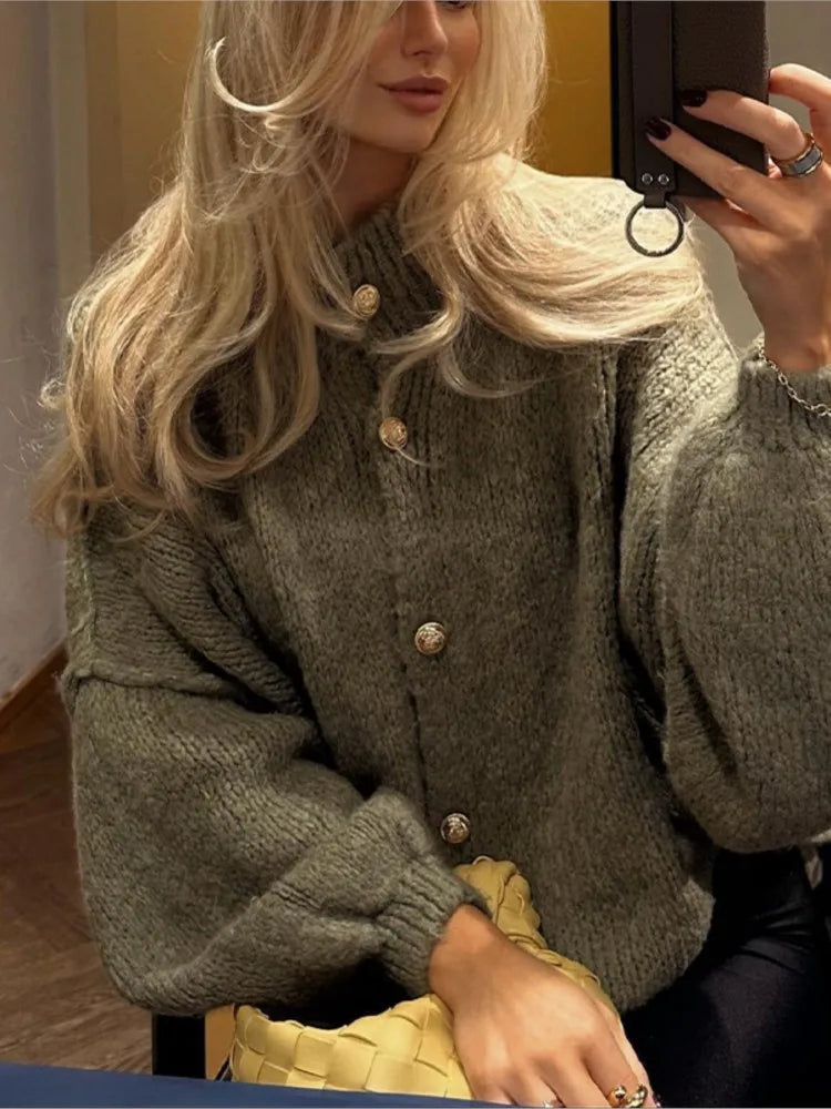Harper Women’s Winter Cozy Relaxed Knit Button Cardigan Street Wave