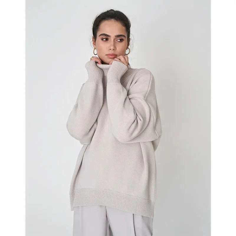 Street Wave Unisex Turtleneck Sweater Oversized Cozy Warmth
