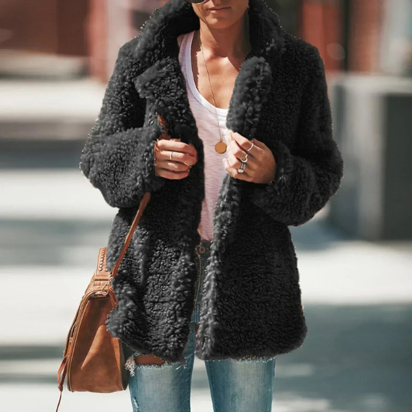 Street Wave Analita Fleece Coat Beige for Women Cozy Warmth and Effortless Style Everyday