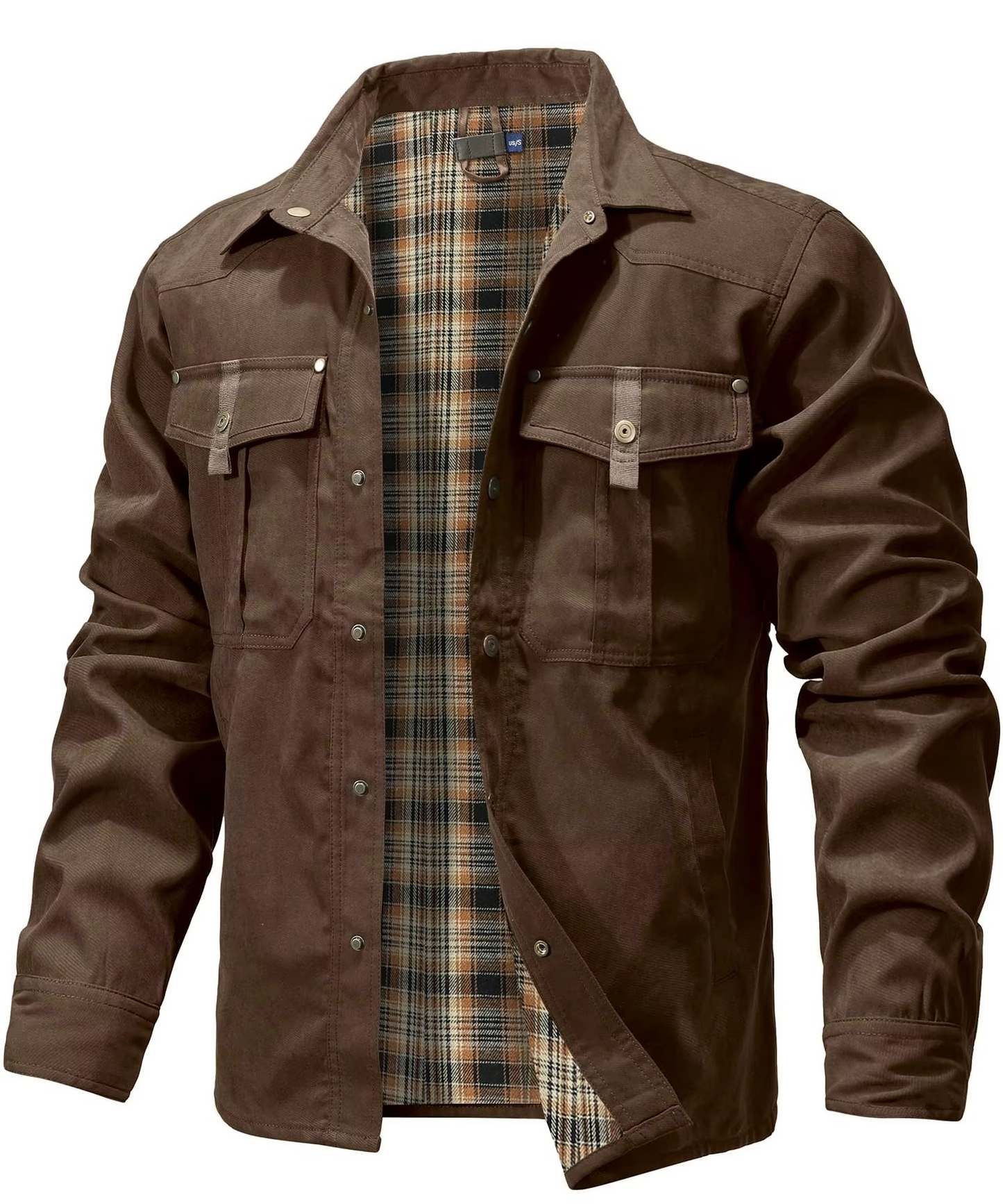 Men's Flannel Lined Shirt Jacket Western Style Overshirt With Snap Button Closures For All Seasons Street-Wave
