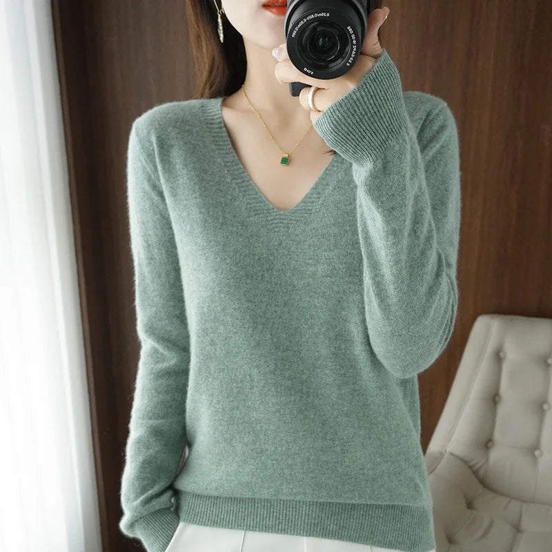 Streetwave V Neck Pullover For Women Cozy Knit Sweater Lightweight Warmth For Everyday Layering