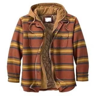 Street-Wave Mens Patchwork Checkered Cotton Hooded Jacket Thick Warm Casual Coat American Flag Design Sizes S To 5XL