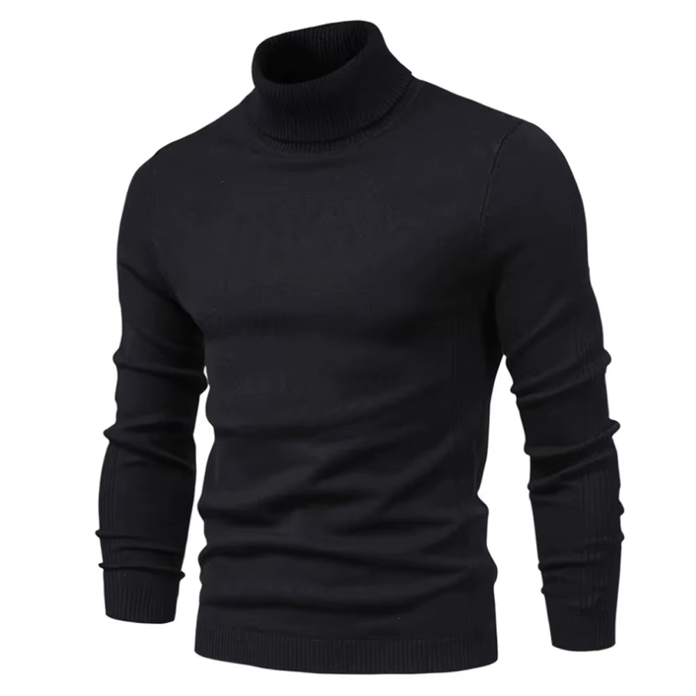 Street-Wave Mens Cashmere Turtleneck Sweater Slim Fit Rib Knit Long Sleeve Warm And Stylish
