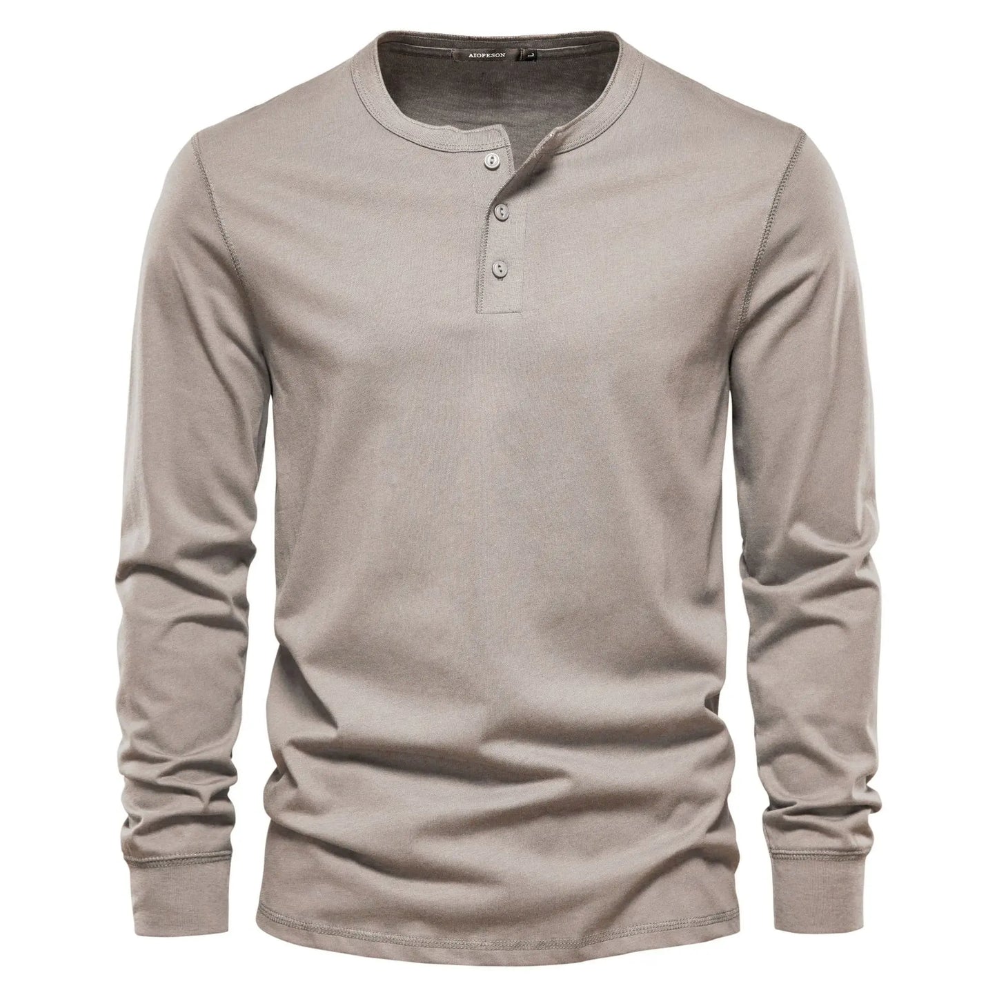 Men Long Sleeve Henley Shirt Navy Street Wave Comfort