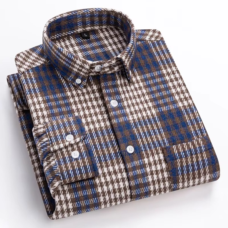 Street-Wave Men's Plus Size Plaid Long Sleeve Shirt 7XL 100 Percent Cotton with Single Chest Pocket