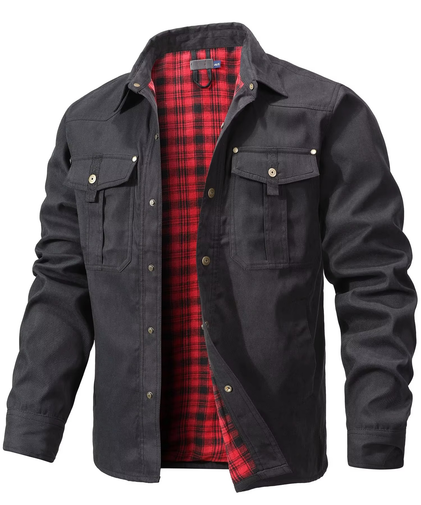 Men's Flannel Lined Shirt Jacket Western Style Overshirt With Snap Button Closures For All Seasons Street-Wave