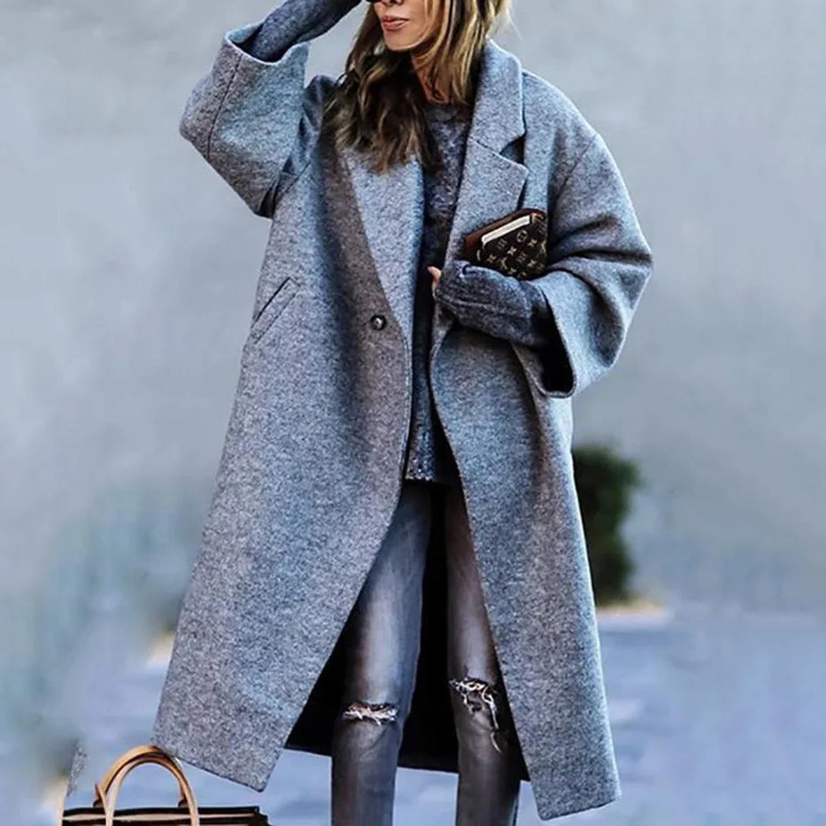 Street-wave Oversized Coat for Women, Color Block Design, Versatile Chic Comfort