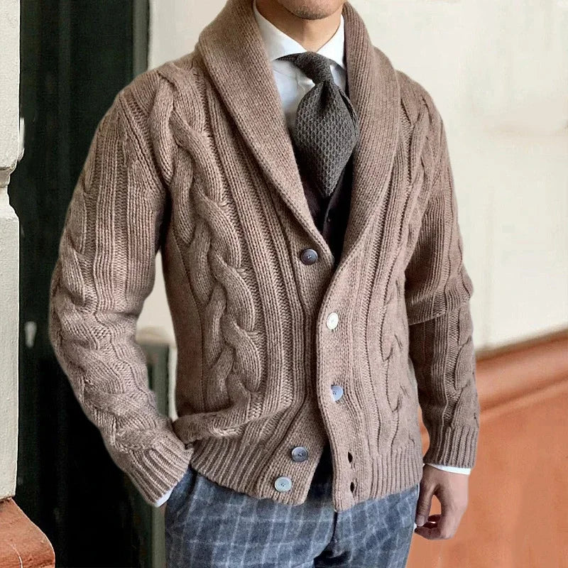 Brock London Wool Cardigan For Men Rich Soft Knit With Full Button Closure Tailored Fit