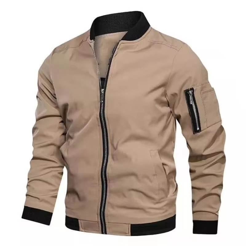 Men's Lightweight Bomber Jacket Windbreaker With Zip Up Front Pockets Casual Everyday Wear