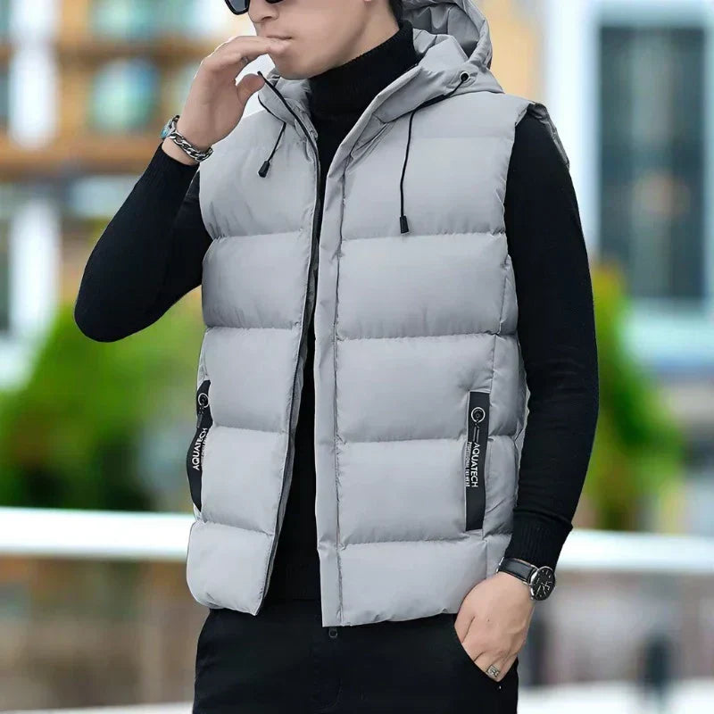 Mens Quilted Vest Slim Fit Insulated Hooded By Street Wave Nordisk Flair