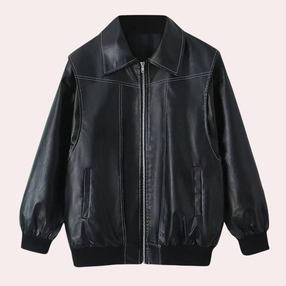 Street-Wave Manuela Womens Leather Jacket - Trendy Biker Style For Fashionable Women Elegant Detailing