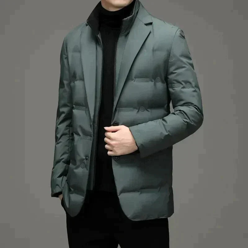 Street-Wave Faux Two-Piece Warm Jacket for Men - Sleek Suit-Look Comfort and Warmth