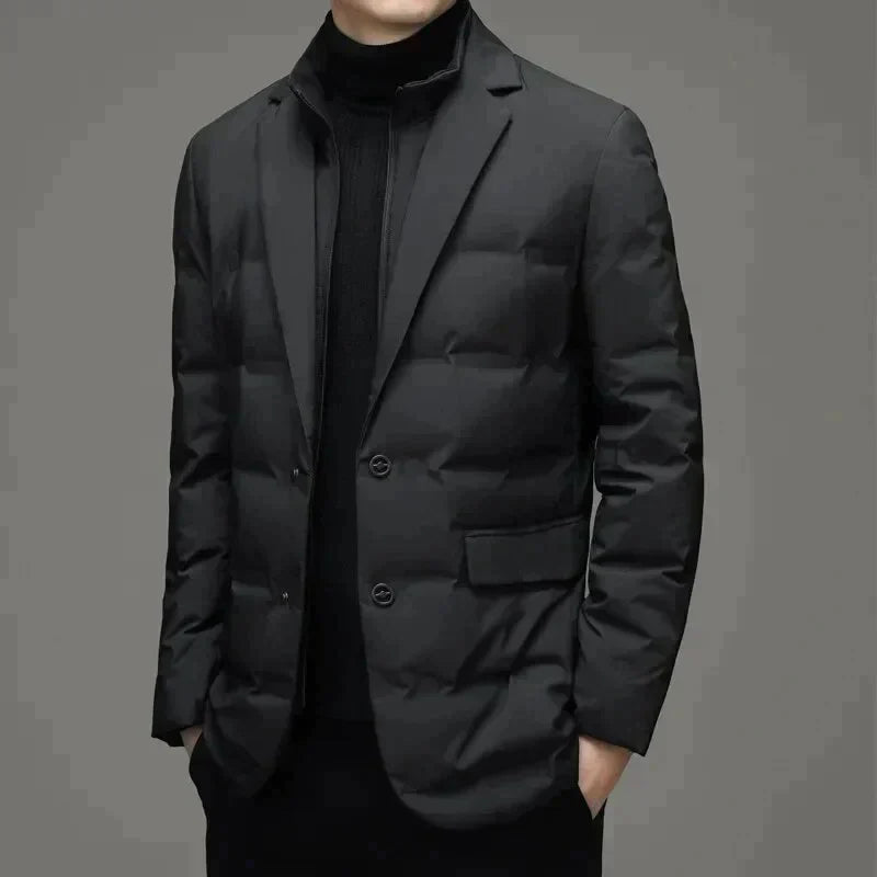 Street-Wave Faux Two-Piece Warm Jacket for Men - Sleek Suit-Look Comfort and Warmth