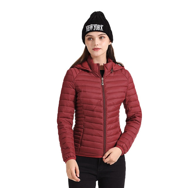 Street-wave Ultralight Quilted Jacket For Women With Removable Hood And All Season Warmth
