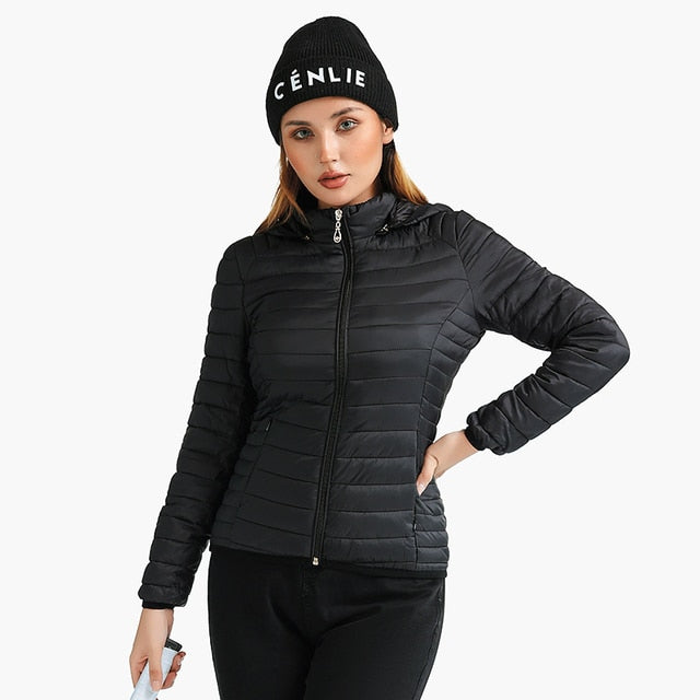 Street-wave Ultralight Quilted Jacket For Women With Removable Hood And All Season Warmth