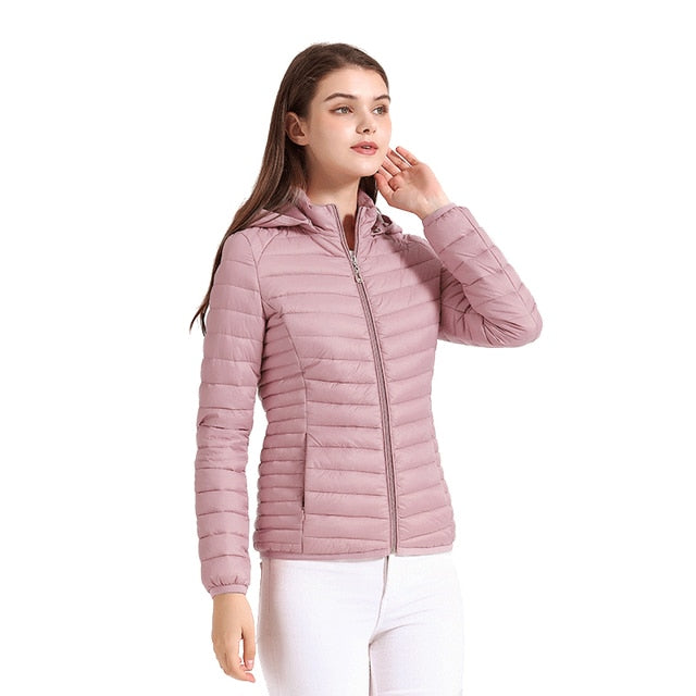 Street-wave Ultralight Quilted Jacket For Women With Removable Hood And All Season Warmth