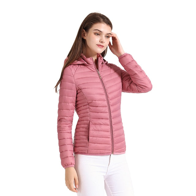 Street-wave Ultralight Quilted Jacket For Women With Removable Hood And All Season Warmth