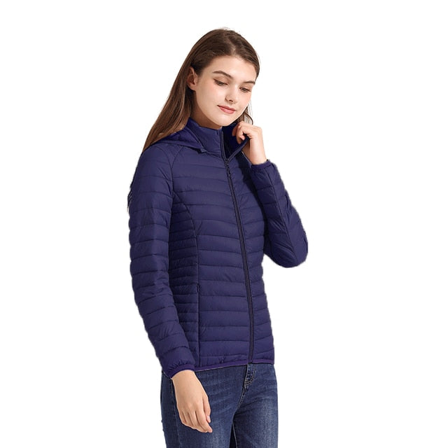 Street-wave Ultralight Quilted Jacket For Women With Removable Hood And All Season Warmth